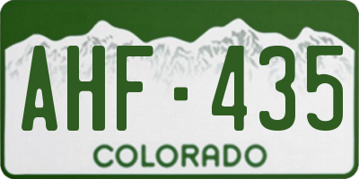 CO license plate AHF435