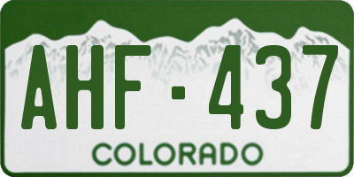 CO license plate AHF437