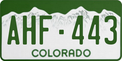 CO license plate AHF443