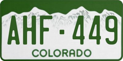 CO license plate AHF449