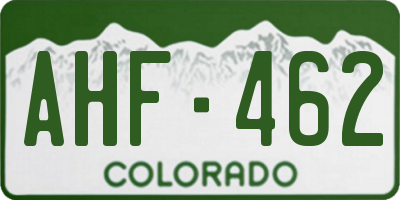 CO license plate AHF462