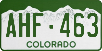 CO license plate AHF463
