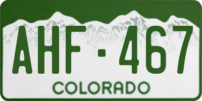 CO license plate AHF467