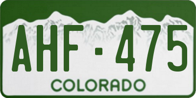 CO license plate AHF475