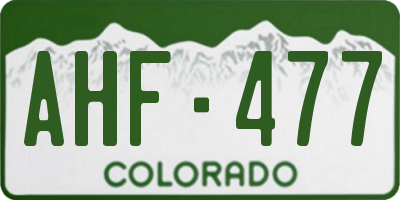 CO license plate AHF477