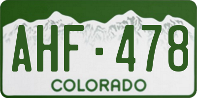 CO license plate AHF478