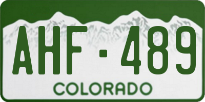CO license plate AHF489
