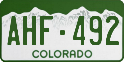 CO license plate AHF492
