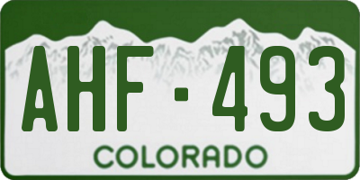 CO license plate AHF493