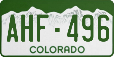 CO license plate AHF496