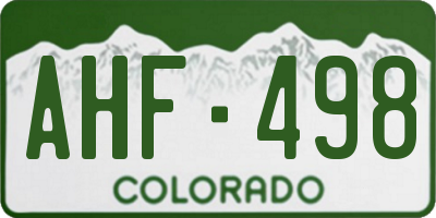 CO license plate AHF498