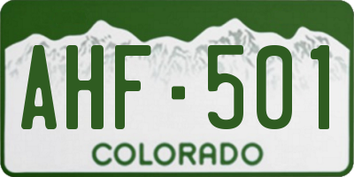 CO license plate AHF501
