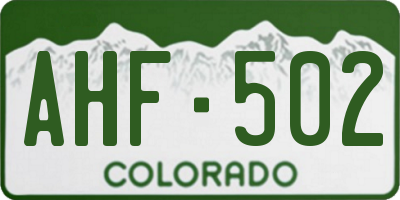 CO license plate AHF502