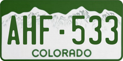 CO license plate AHF533