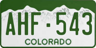 CO license plate AHF543