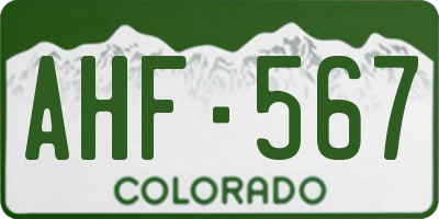 CO license plate AHF567