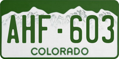 CO license plate AHF603