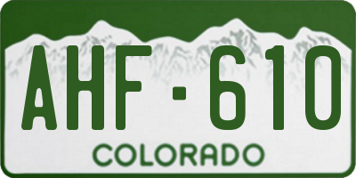 CO license plate AHF610