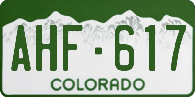 CO license plate AHF617