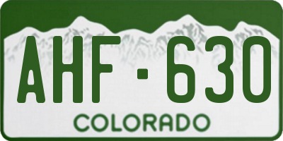 CO license plate AHF630