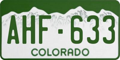 CO license plate AHF633