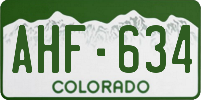 CO license plate AHF634