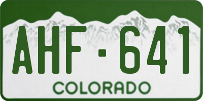 CO license plate AHF641