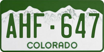 CO license plate AHF647