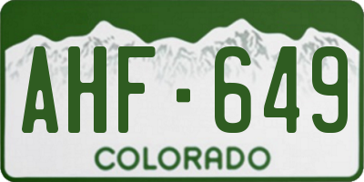 CO license plate AHF649