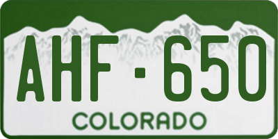 CO license plate AHF650
