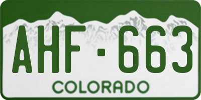 CO license plate AHF663