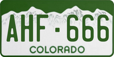 CO license plate AHF666