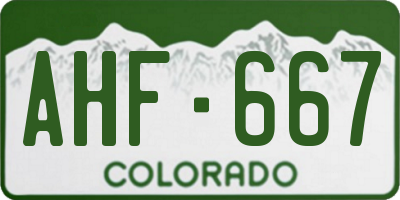 CO license plate AHF667