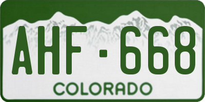 CO license plate AHF668