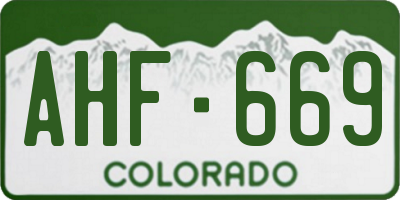 CO license plate AHF669