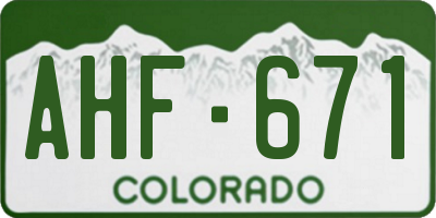 CO license plate AHF671