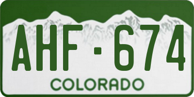 CO license plate AHF674