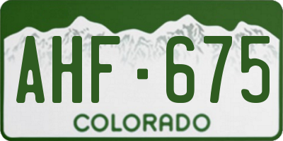 CO license plate AHF675