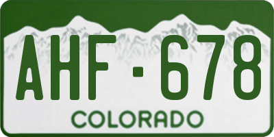 CO license plate AHF678