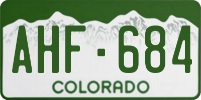 CO license plate AHF684