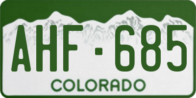 CO license plate AHF685