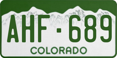 CO license plate AHF689