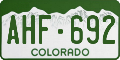 CO license plate AHF692