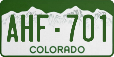 CO license plate AHF701