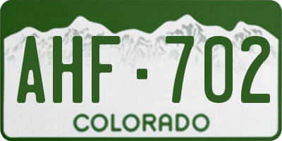 CO license plate AHF702
