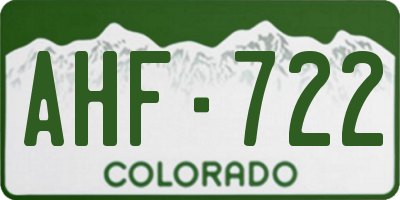 CO license plate AHF722