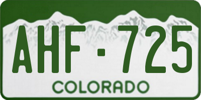 CO license plate AHF725