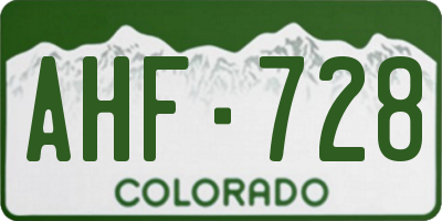 CO license plate AHF728