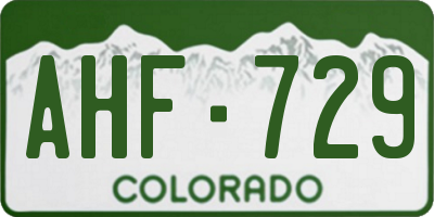CO license plate AHF729