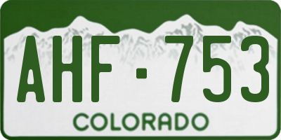 CO license plate AHF753